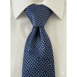 Michael Kors geometric blue silk tie - 57.5"